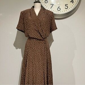 Saks Fifth Avenue Brown Polka Dot Dress